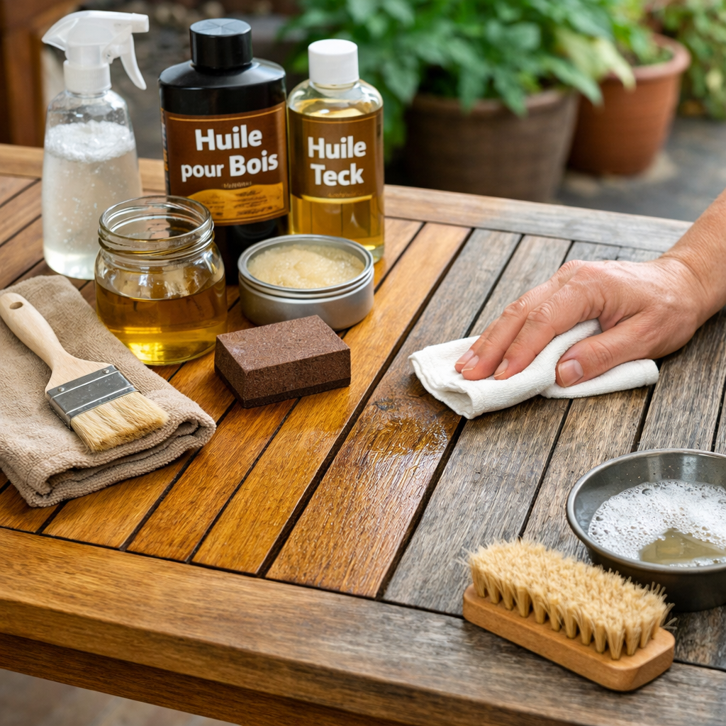 Comment entretenir une table ou un plan de travail en bois ou en teck ?