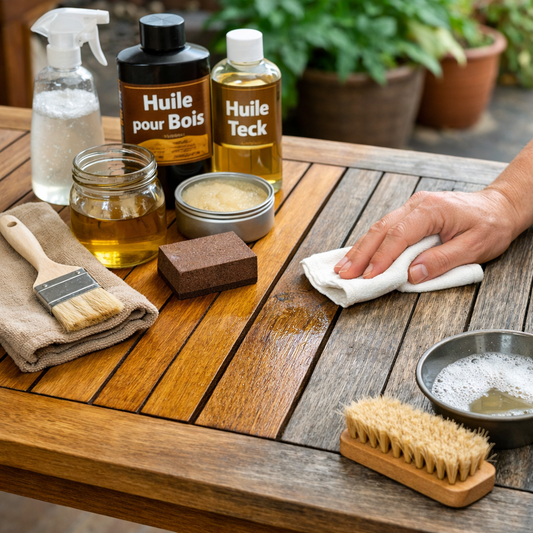 Comment entretenir une table ou un plan de travail en bois ou en teck ?