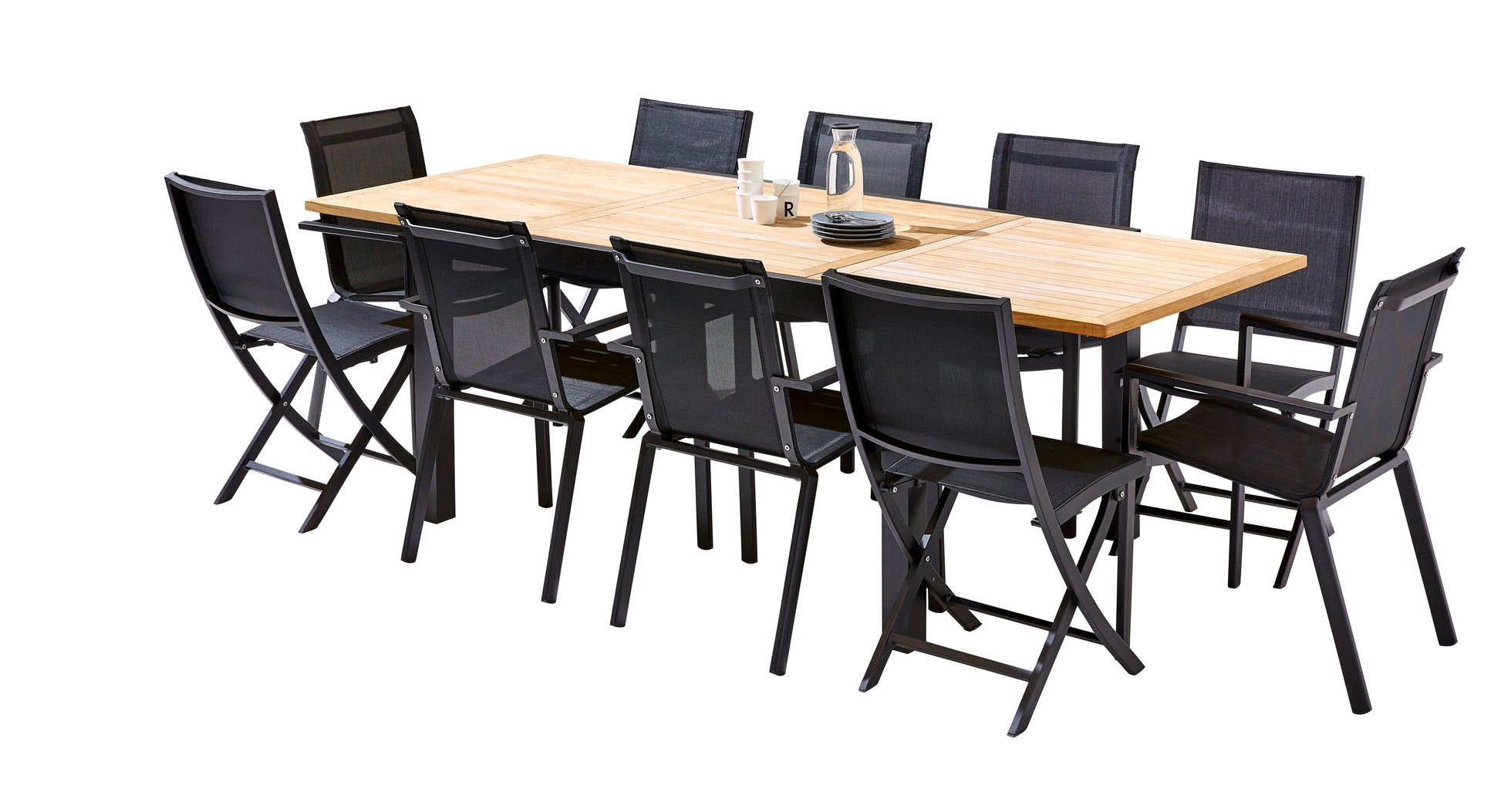 Ensemble de jardin en aluminium et teck Baliteck