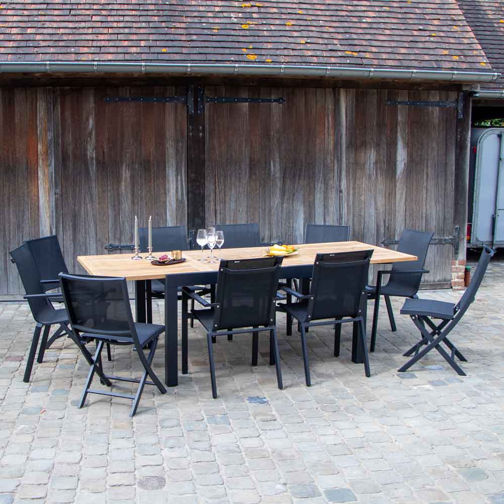 Ensemble de jardin en aluminium et teck Baliteck