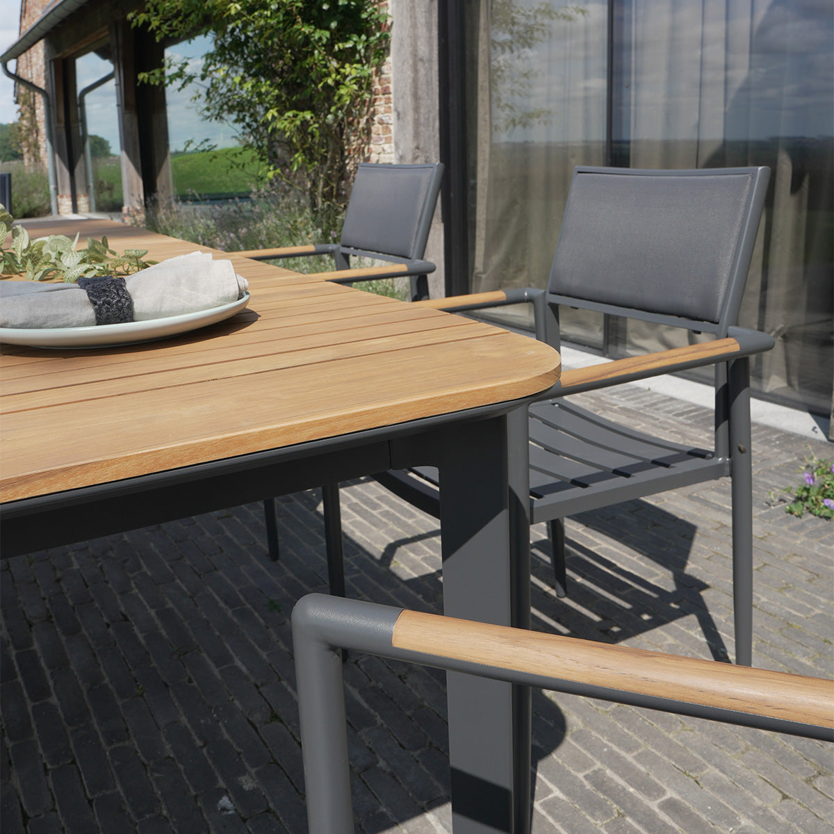 Table de jardin aluminium et bois Piana