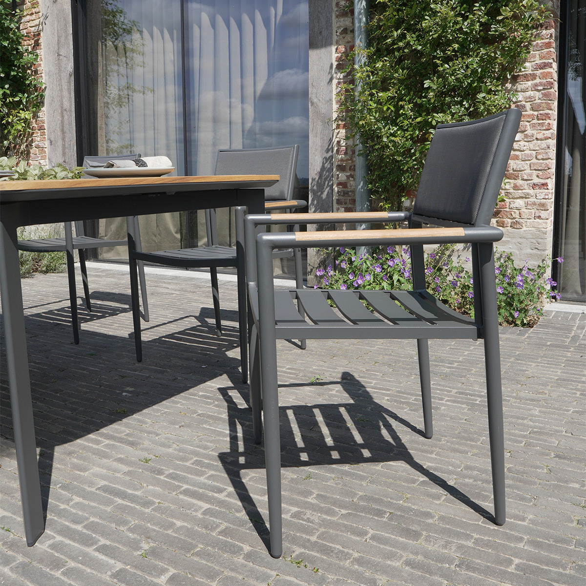 Table de jardin aluminium et bois Piana