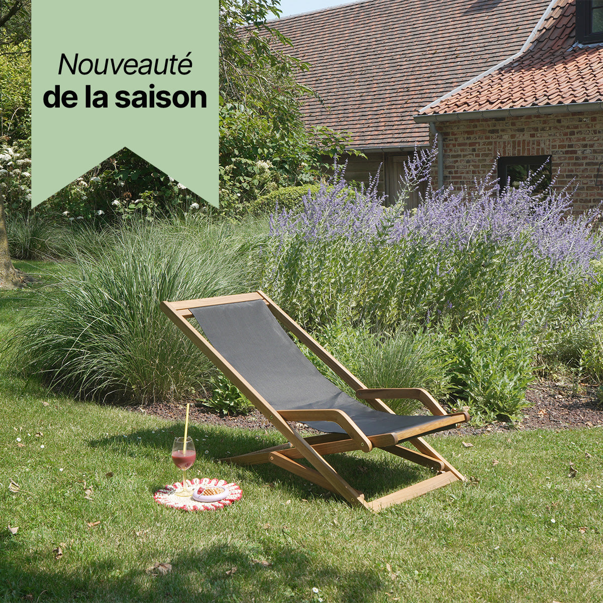 Bain de soleil pliant en acacia Sea