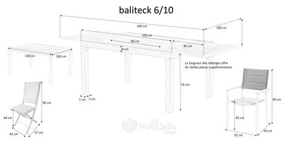 Ensemble de jardin en aluminium et teck Baliteck