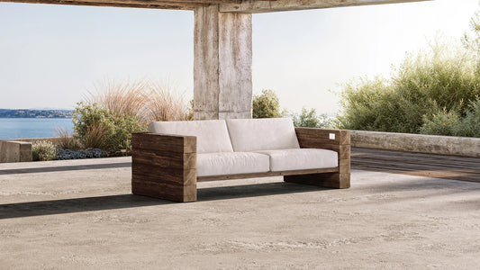 Canapé extérieur en chêne ancien Bonaparte