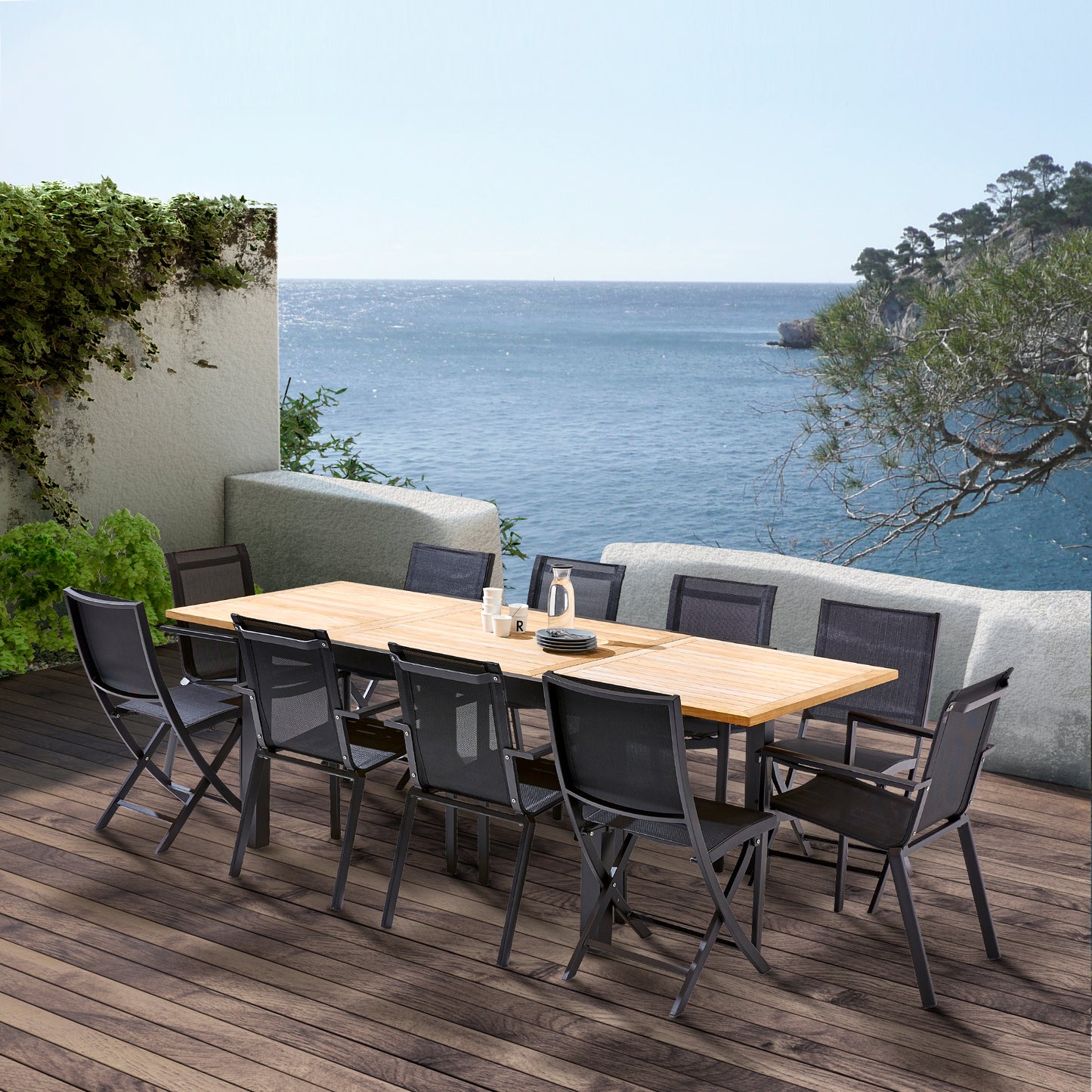 Ensemble de jardin en aluminium et teck Baliteck