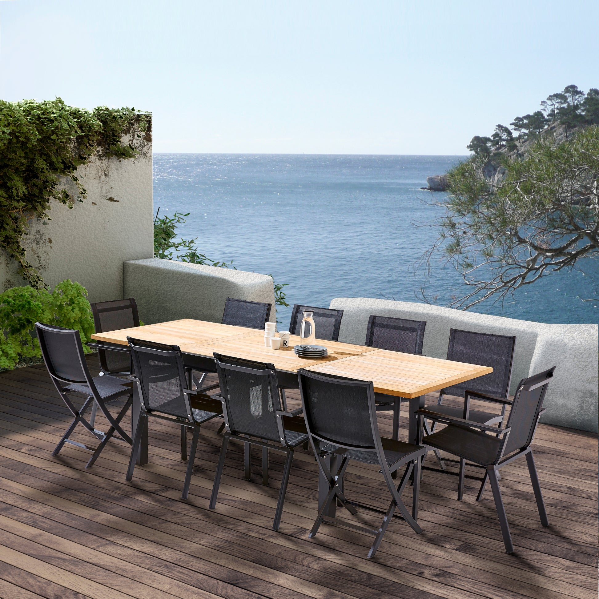 Ensemble de jardin en aluminium et teck Baliteck