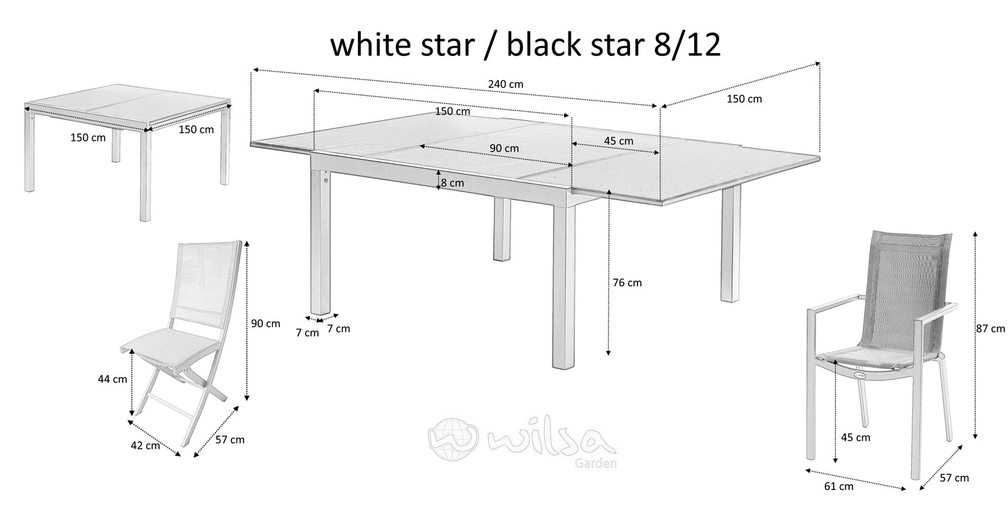 Ensemble de jardin en aluminium Star
