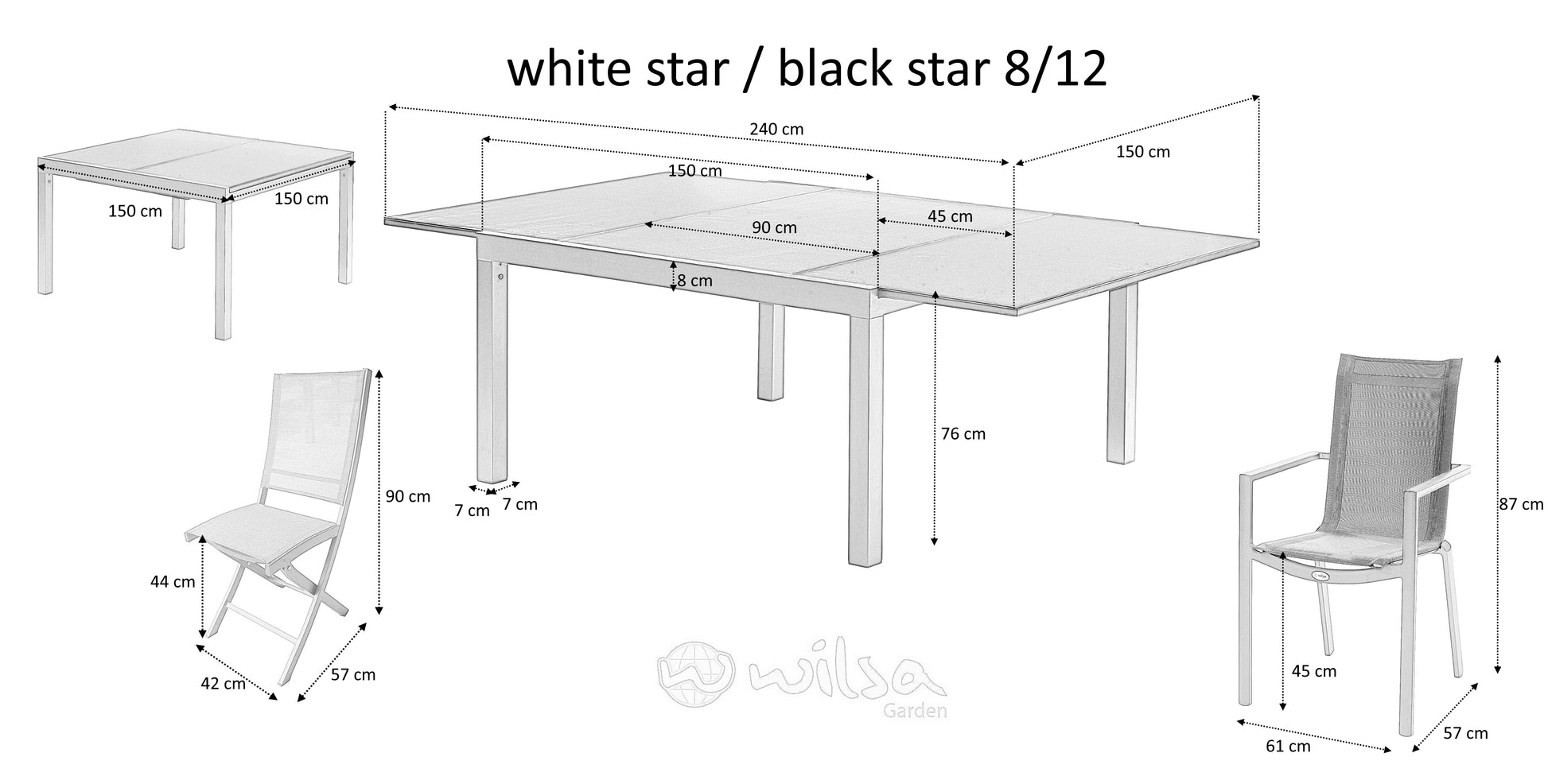 Ensemble de jardin en aluminium Star